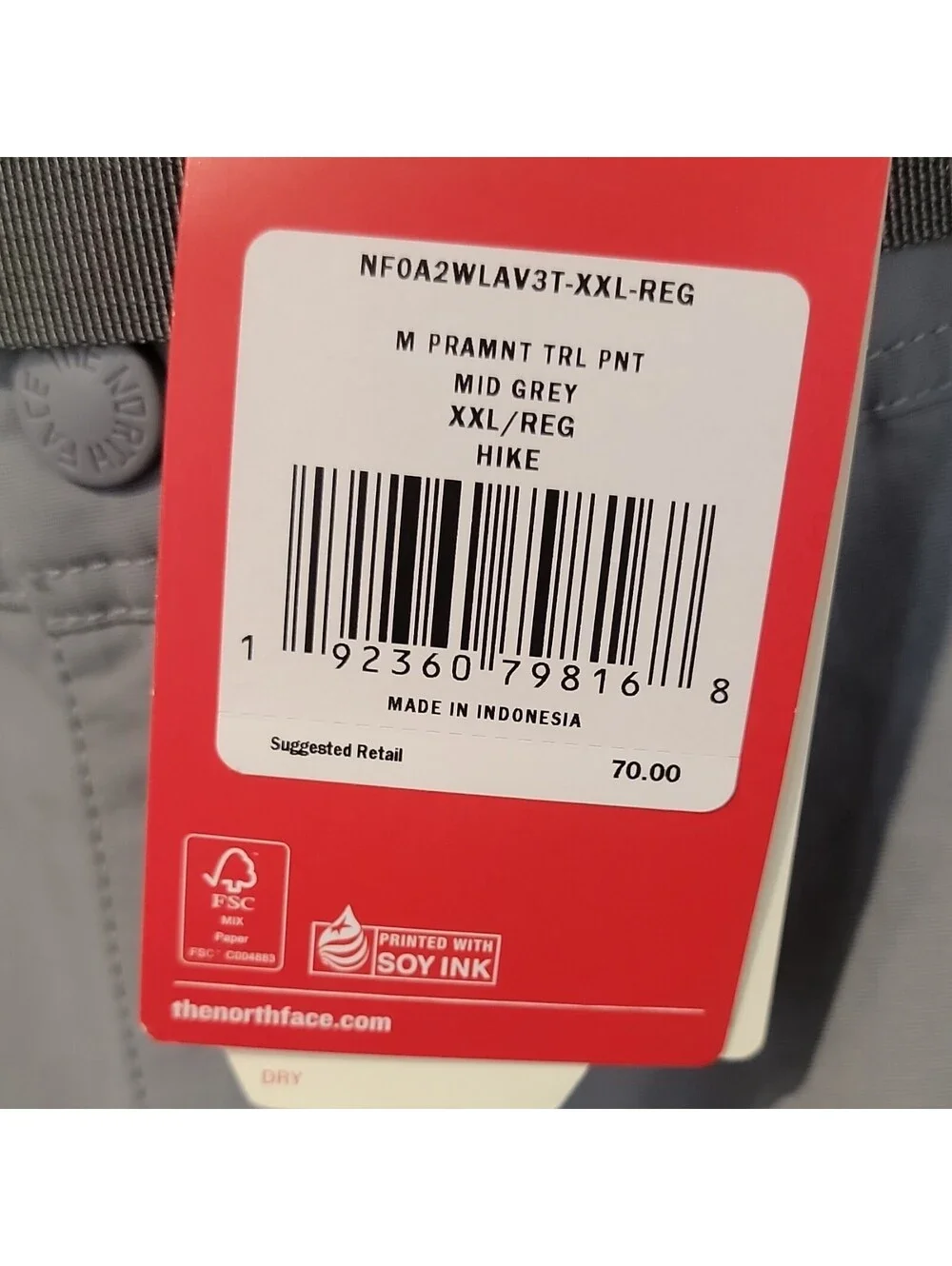 The North Face Paramount Convertible Pants Mens SZ  XXL NWT Grey Hiking 386